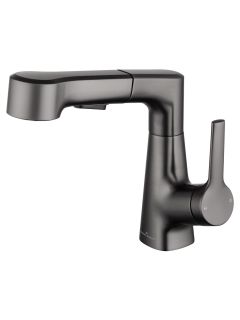 Смеситель для раковины Wonzon & Woghand WW-121B108-BGG с выдвижным изливом тёмный графит